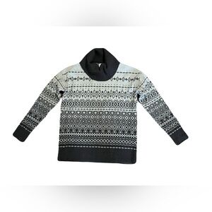 Joie women’s XS sweater, cowl neck, Fair Isle, charcoal and lighter grey